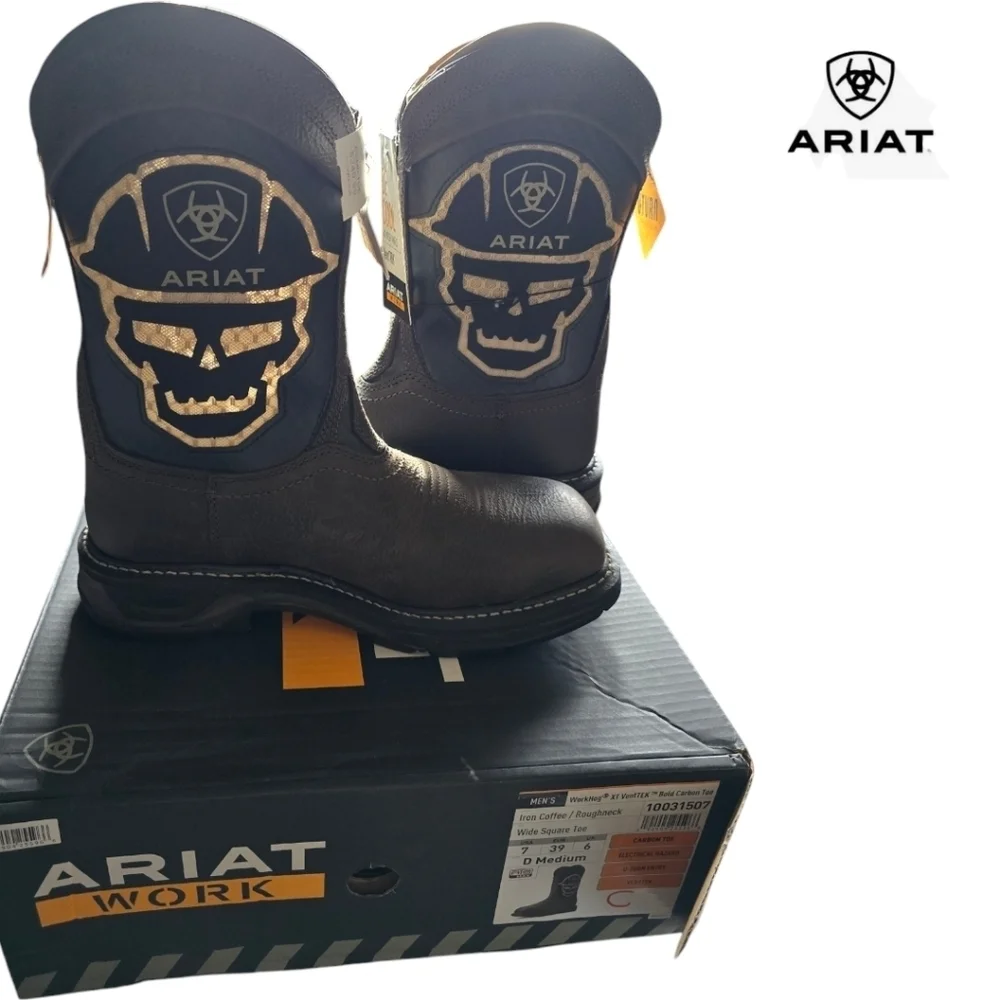ARIAT Workhog XT VentTek Bold Carbon Toe Men's 7D Iron Coffee Roughneck NEW IB - Picture 1 of 10